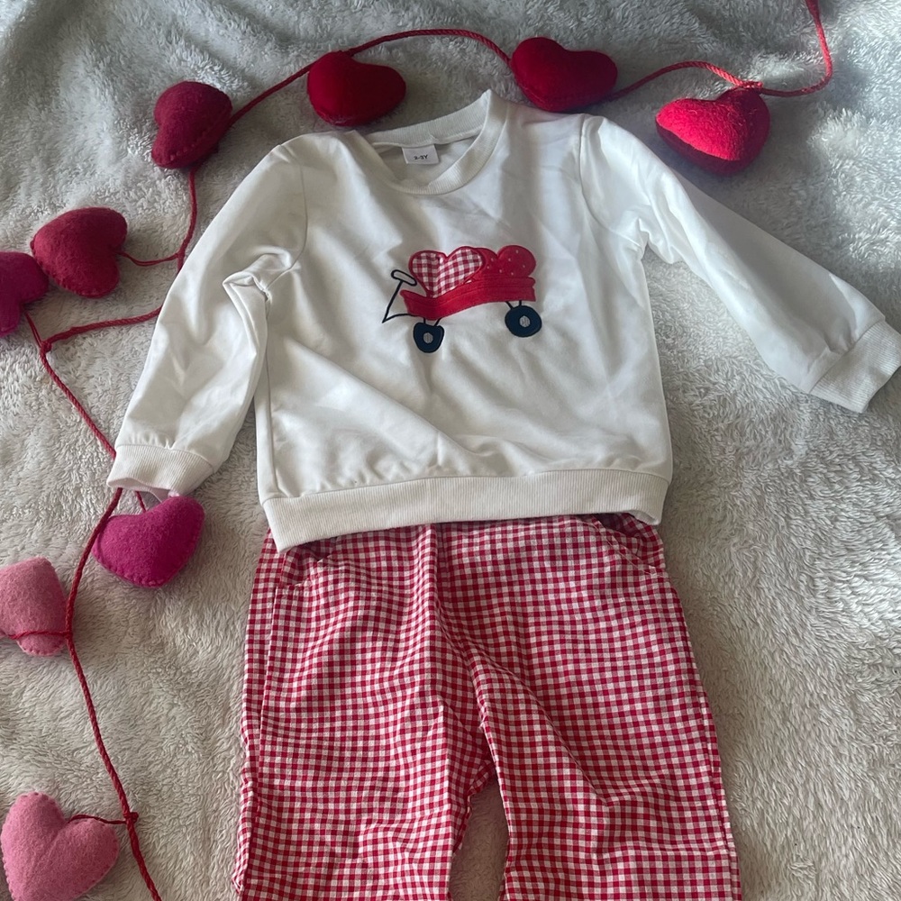 White and Red Heart Outfit
